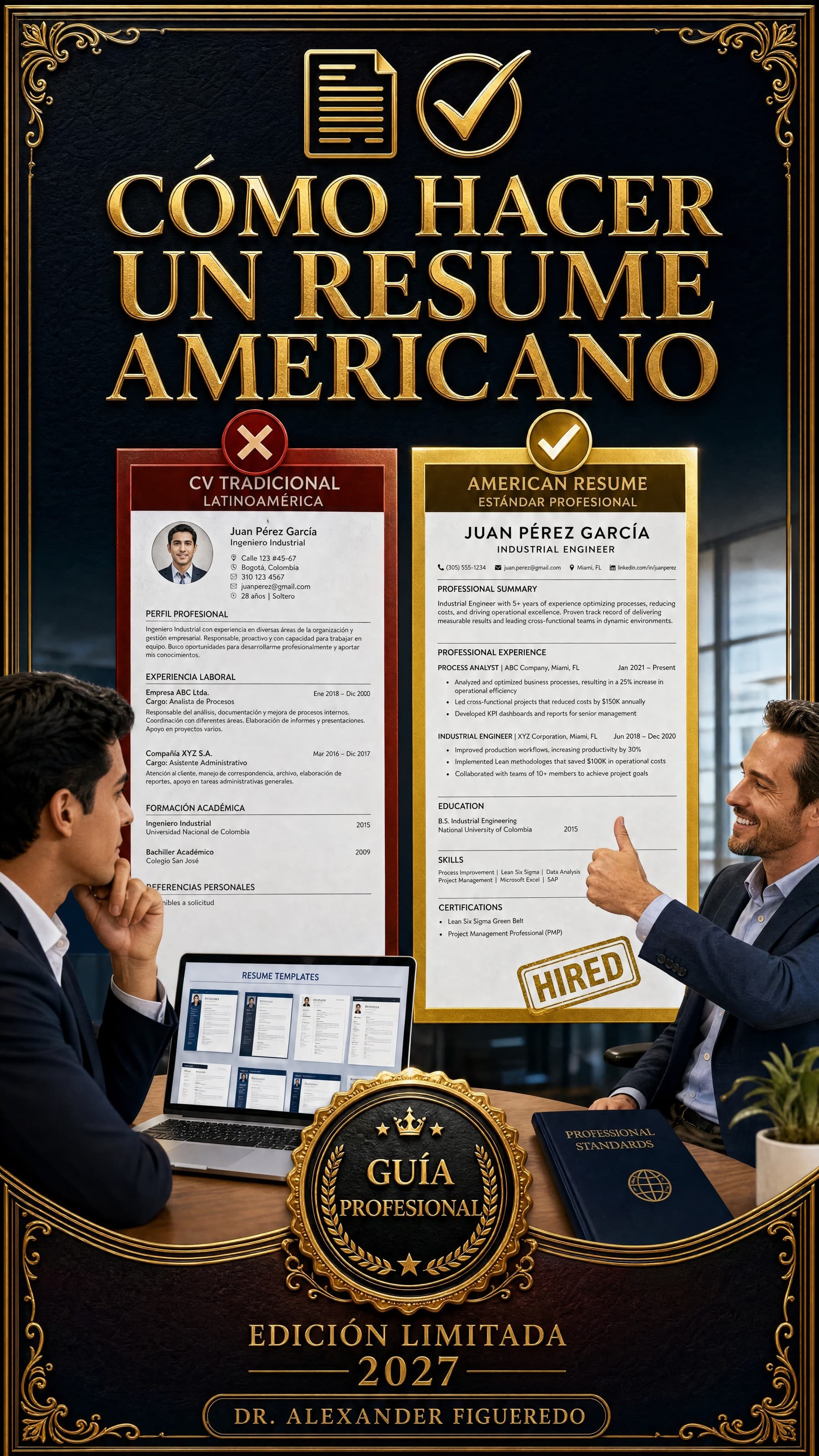 Portada: Cómo Hacer un Resume Americano